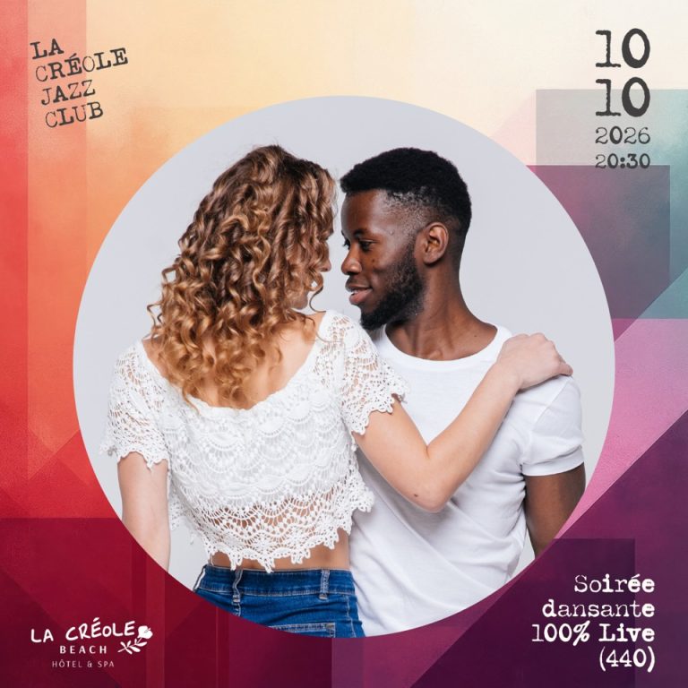 Soirée dansante 100 % live avec le groupe 440 le 10 octobre 2026 à La Créole Beach Hôtel & Spa au Gosier, Guadeloupe, dans le cadre de La Créole Jazz Club.