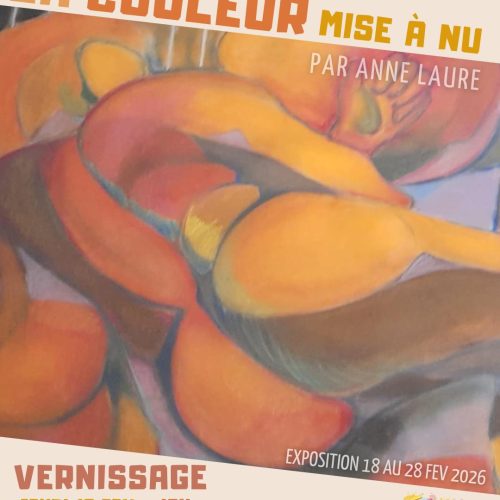Exposition « La Couleur mise à nu » par Anne Laure, du 18 au 28 février 2026 à L’Art s’en Mêle au Gosier, vernissage le jeudi 19 février à 18h.