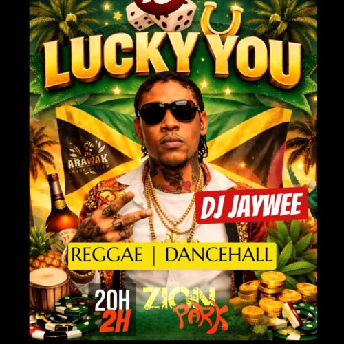Soirée Lucky You avec DJ Jaywee, reggae et dancehall, vendredi 13 février 2026 de 20h à 2h au Zion Park, Route de Port Blanc, Le Gosier. Entrée gratuite, consommation obligatoire.